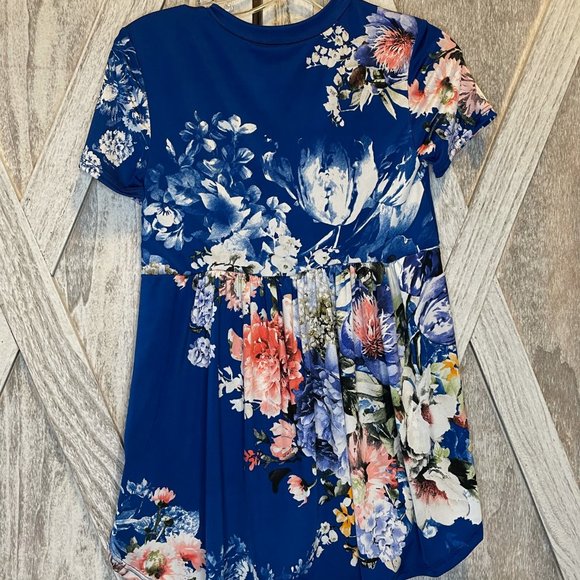 Youth Deep Blue Flowy Floral Dress - Picture 2 of 3